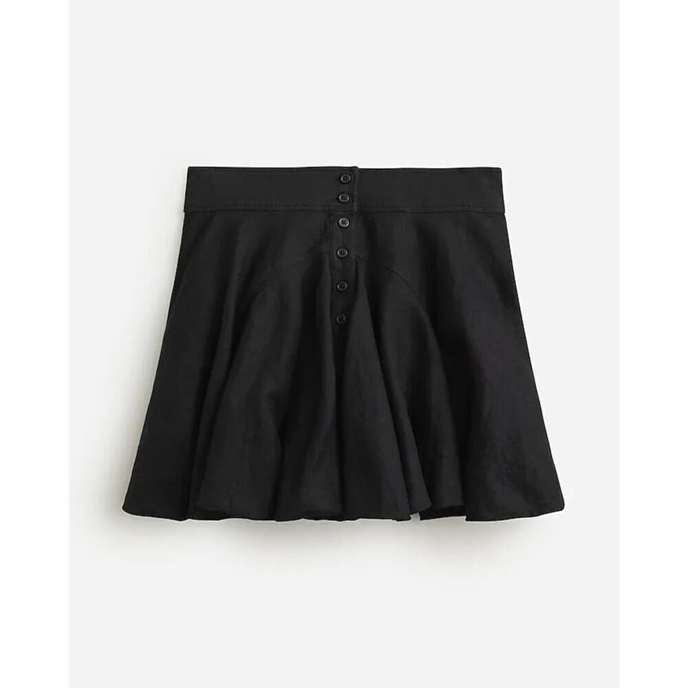 J.Crew Button Up‎ Mini Skirt Linen in Black Size 2